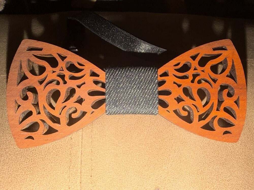Fantastic Handmade Hollow Out Wooden Bow Tie with Adjustable Strap